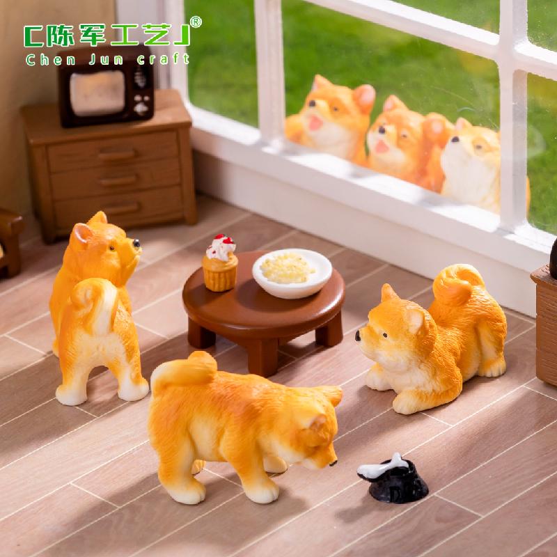 Tiểu cảnh chó Shiba đáng yêu, phụ kiện trang trí xe hơi mini (TZC-481)