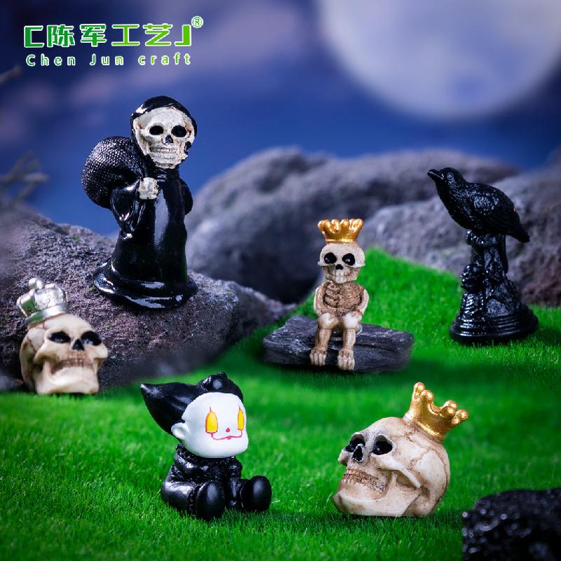 Tiểu cảnh hề xương Halloween, DIY, phụ kiện resin tiểu cảnh mini đáng yêu (ZC-572)