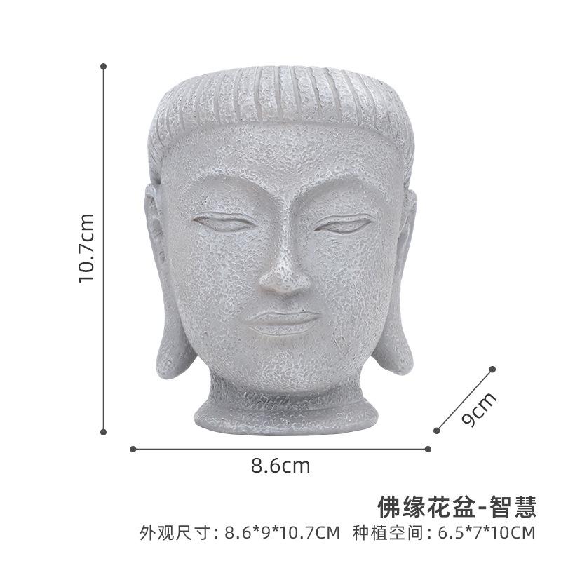 Chậu cây resin giả xi măng hình đầu Phật, chậu mọng nước mini, trang trí nhà và sân vườn (RG-110)