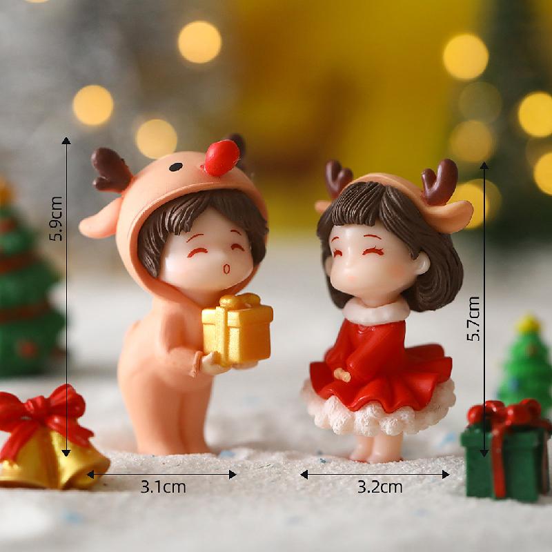 Tiểu cảnh Noel, cặp đôi Giáng Sinh, trang trí mini DIY (TZC-95)