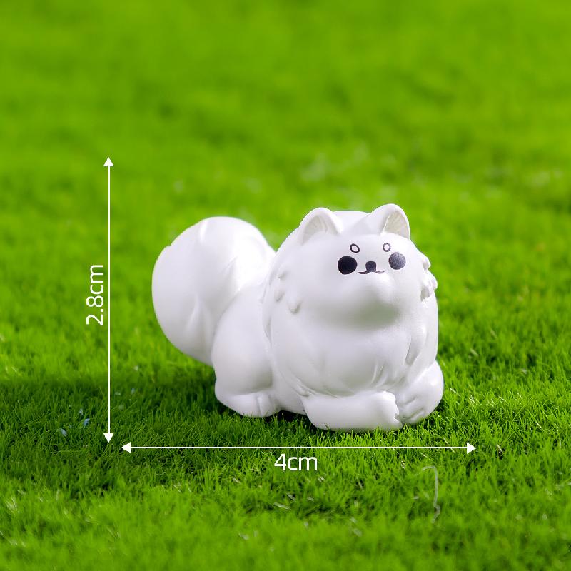 Tiểu cảnh chó Samoyed trắng mini trang trí xe và bàn (TZC-987)