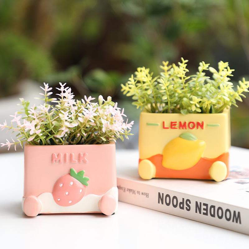 Bình hoa cắm hoa giả và cây thủy sinh, bình trang trí resin tối giản, dùng cho văn phòng và bàn làm việc (RG-199)