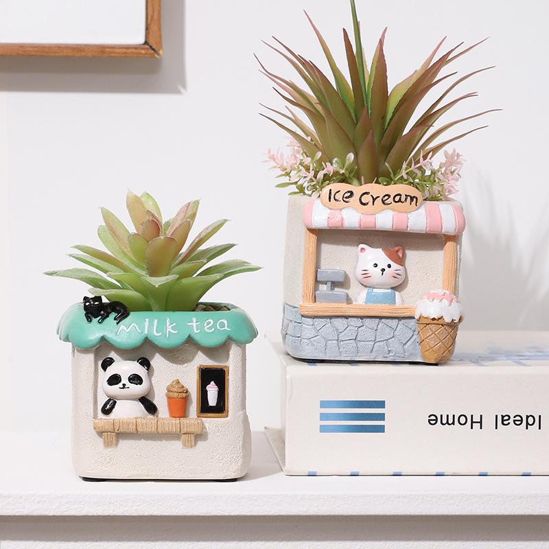Chậu cây mọng nước resin trang trí sân vườn, chậu cây mini ban công, tiểu cảnh DIY (RG-27)