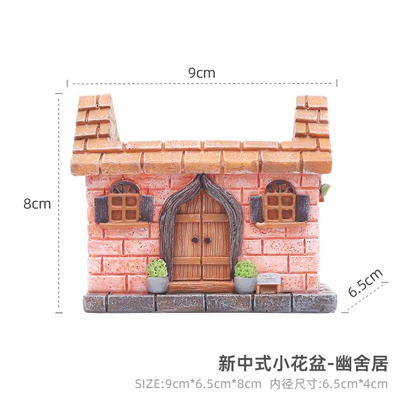 Chậu cây hình ngôi nhà đồng quê resin, chậu mọng nước mini, trang trí bàn và sân vườn (RG-80)