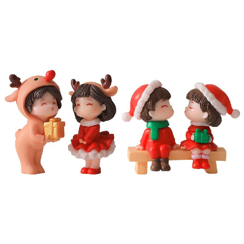 Tiểu cảnh Noel, cặp đôi Giáng Sinh, trang trí mini DIY (TZC-95)