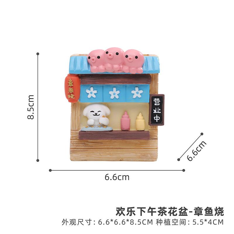 Chậu cây mọng nước hình cửa hàng đồ ăn hoạt hình, chậu mini resin, trang trí nhà và văn phòng (RG-94)