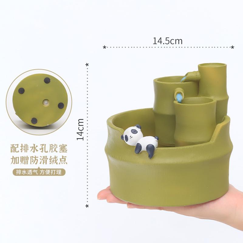 Chậu cây resin phong cách đồng quê, chậu mini hình tre, trang trí bàn, ban công và sân vườn (RG-247)