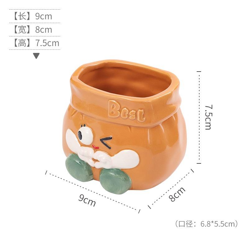Chậu cây mọng nước bằng gốm hoạt hình, chậu mini để bàn, trang trí sân vườn và nhà (RG-135)