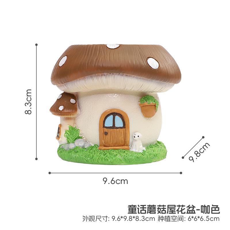 Chậu cây hình nhà nấm resin, chậu mọng nước mini, trang trí sân vườn bàn làm việc (RG-34)