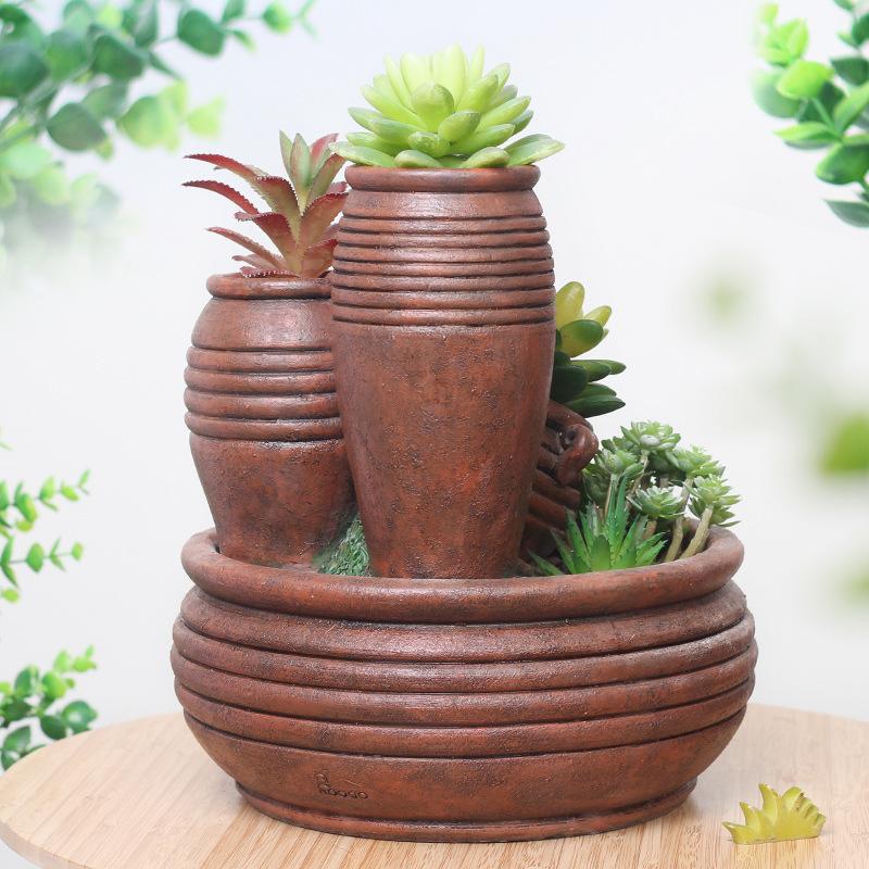 Chậu cây resin giả chum đất nung, chậu mọng nước mini, trang trí ban công và tiểu cảnh (RG-257)