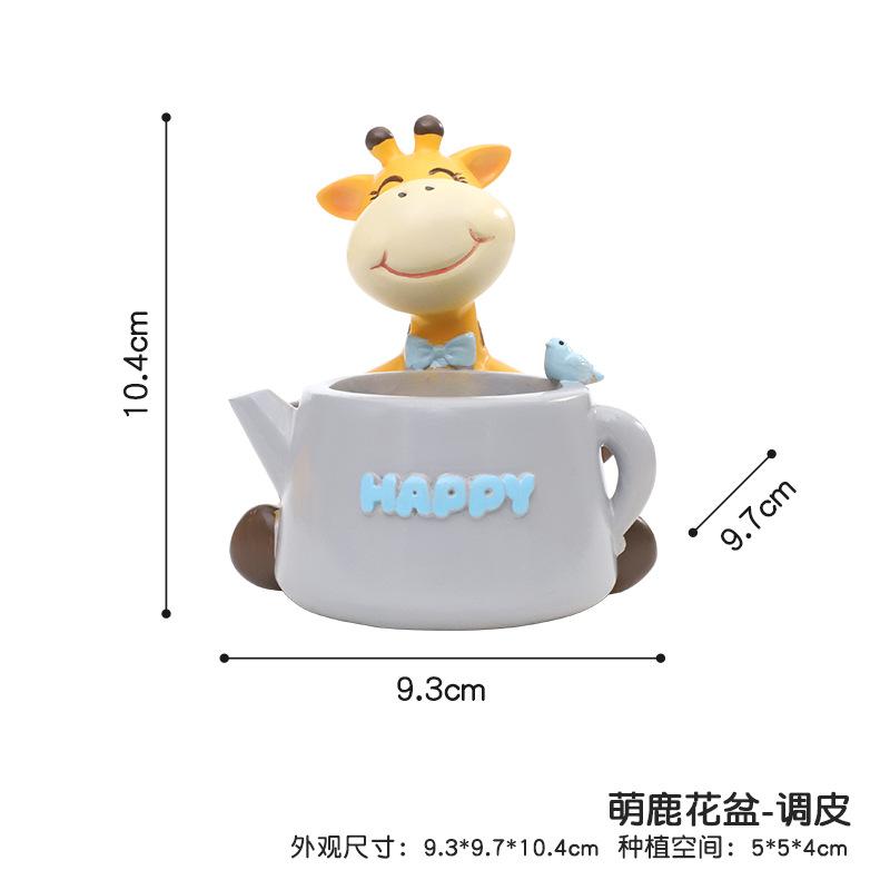 Chậu cây mọng nước hình hươu hoạt hình resin, chậu mini trang trí ban công, bàn làm việc và sân vườn (RG-53)