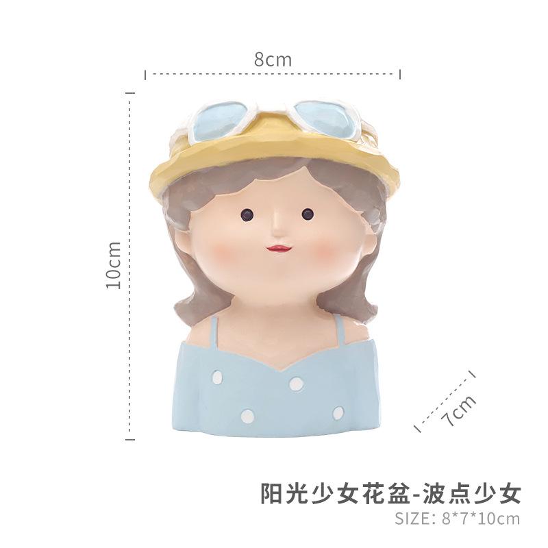 Chậu cây mọng nước hình bé gái resin, chậu mini để bàn, trang trí ban công và sân vườn (RG-241)