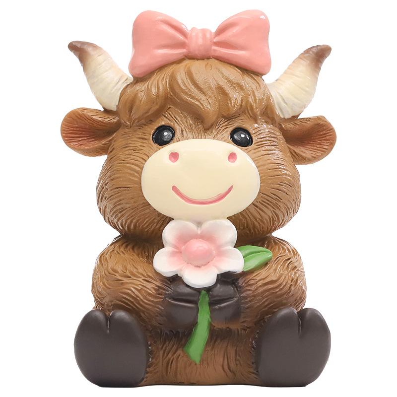 Tượng bò Highland Scotland resin, đồ trang trí sân vườn, tiểu cảnh và vườn ngoài trời (RG-216)