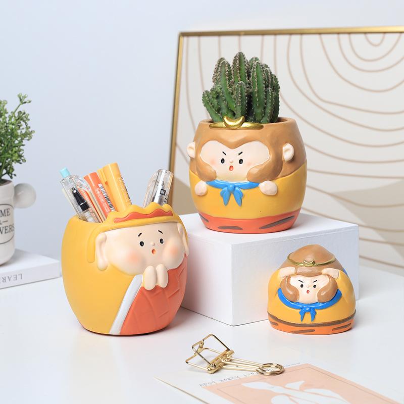 Chậu cây mọng nước hình mèo resin phong cách Mỹ, chậu mini để bàn, trang trí nhà và sân vườn (RG-180)