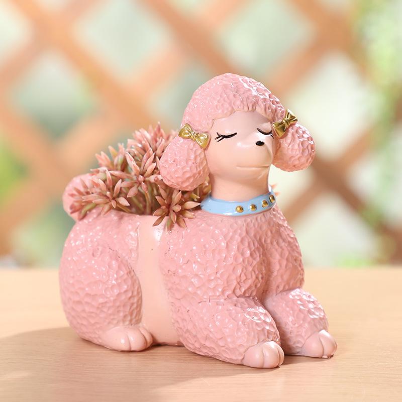 Chậu cây hình chó Poodle resin, chậu mọng nước mini, trang trí bàn, cửa sổ và sân vườn (RG-78)