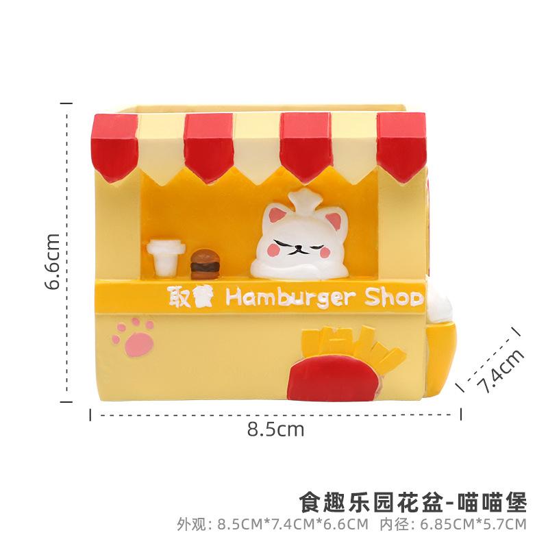 Chậu cây mọng nước hình cửa hàng đồ ăn hoạt hình resin, chậu mini để bàn, trang trí sân vườn (RG-225)