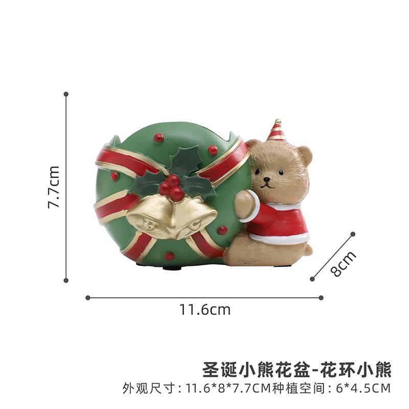 Chậu cây mọng nước hình gấu Giáng Sinh resin, chậu mini trang trí sân vườn, nhà và bàn làm việc (RG-89)