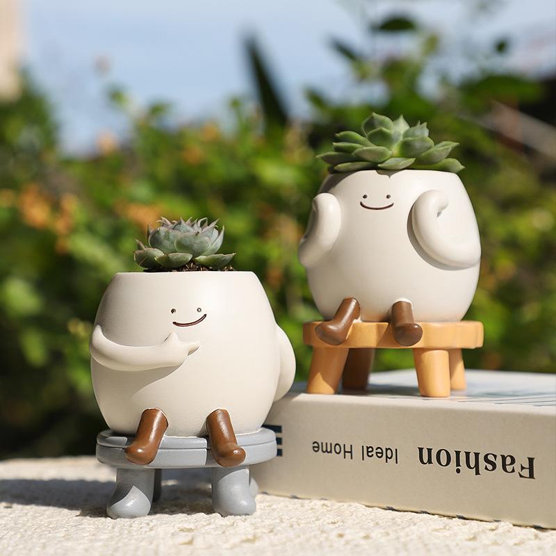 Chậu cây mọng nước resin mini, chậu cây để bàn văn phòng, trang trí sân vườn ban công (RG-15)