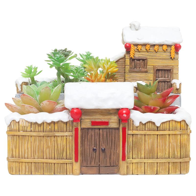 Chậu cây mọng nước resin phong cách nông trại vintage, chậu mini trang trí nhà, ban công và sân vườn (RG-253)