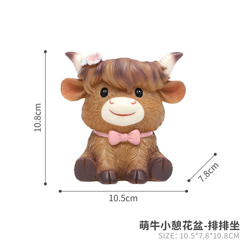 Chậu cây mọng nước hình bò con resin, chậu mini trang trí sân vườn, ban công (RG-43)