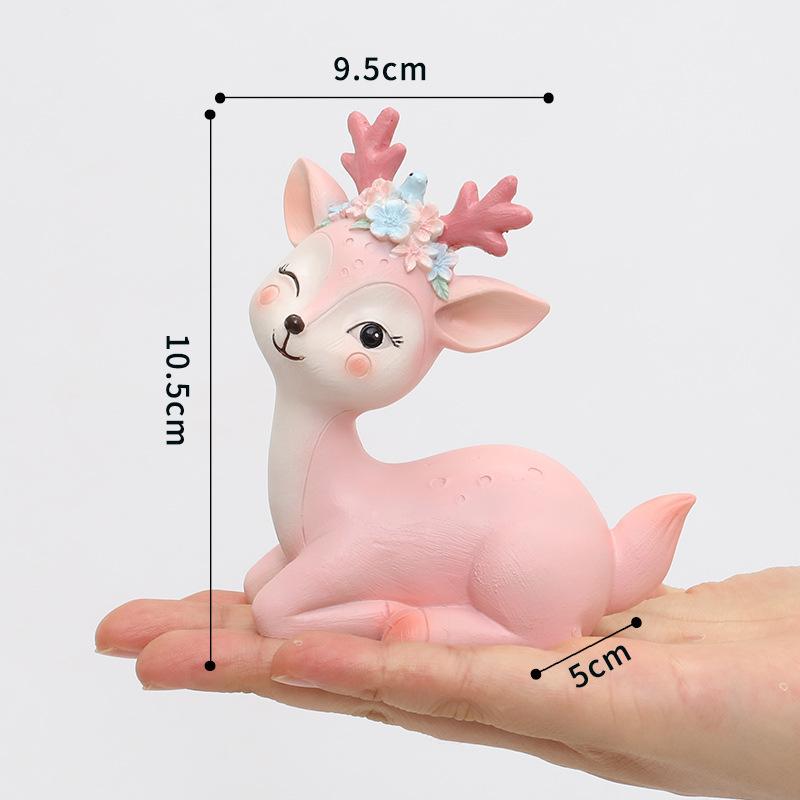 Tượng hươu resin phong cách Zakka, cặp hươu may mắn, đồ trang trí nhà và quà tặng (RG-261)
