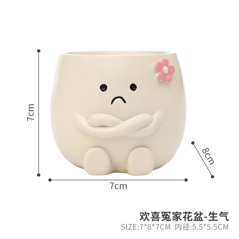 Chậu cây mọng nước resin hình nhân vật vui nhộn, chậu mini trang trí ban công, bàn làm việc (RG-7)