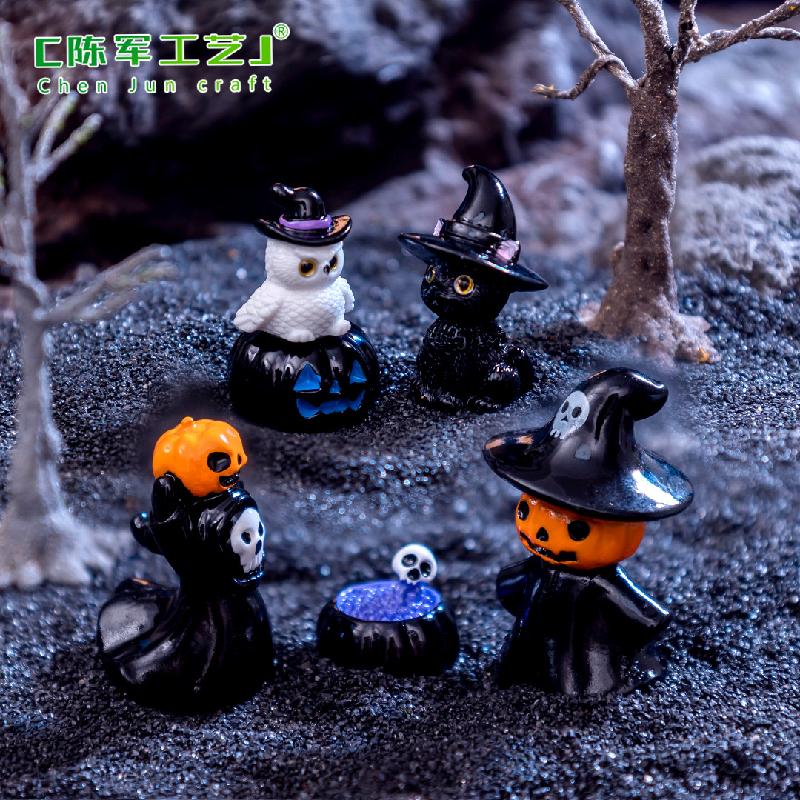 Tiểu cảnh Halloween bí ngô, phù thủy mini, trang trí DIY (TZC-51)