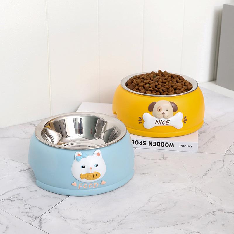 Bát ăn uống cho thú cưng bằng inox, bát mèo chống đổ, chống trượt, phụ kiện nuôi thú cưng (RG-256)