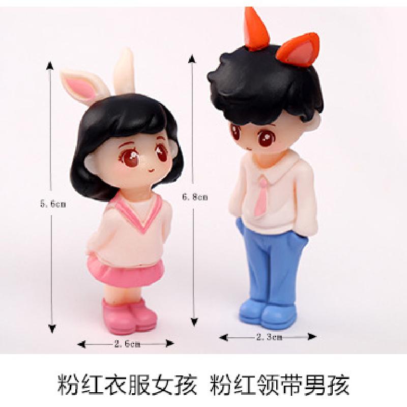 Tiểu cảnh đôi tai thỏ mini trang trí bánh và chậu cây (TZC-1163)