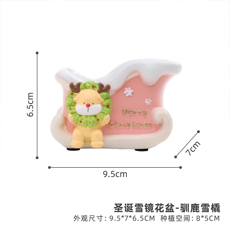 Chậu cây mọng nước Giáng Sinh resin vẽ tay, chậu mini trang trí bàn, tiểu cảnh và sân vườn (RG-205)