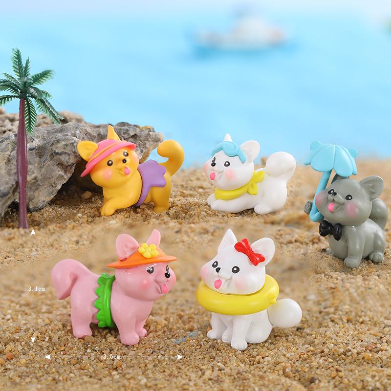 Tiểu cảnh chó Hawaii mini trang trí tiệc bãi biển DIY (ZC-1161)