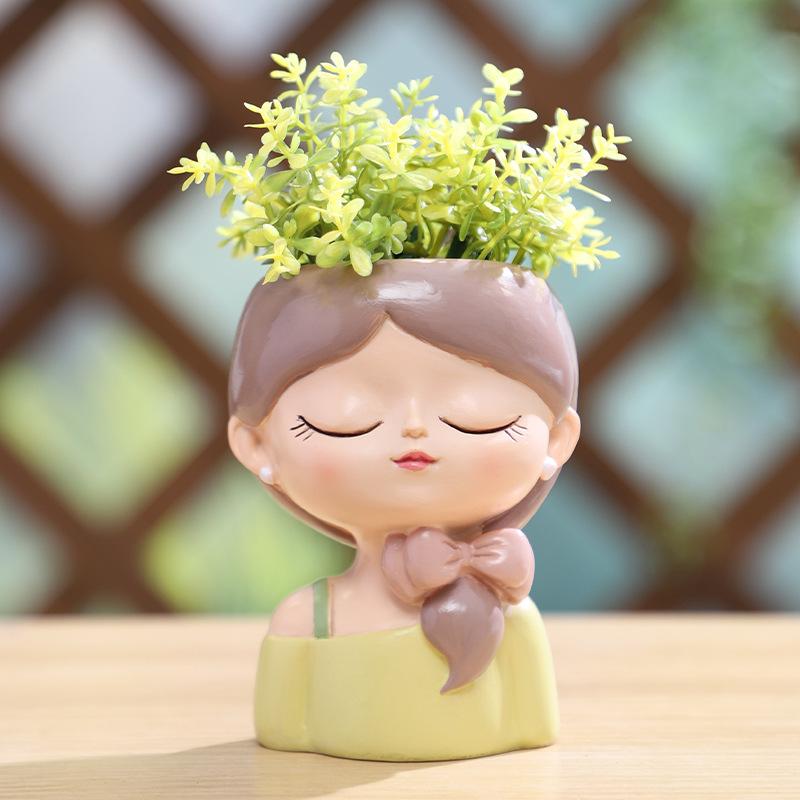 Chậu cây mọng nước hình cô gái Dream Butterfly resin, chậu mini để bàn, trang trí sân vườn (RG-111)