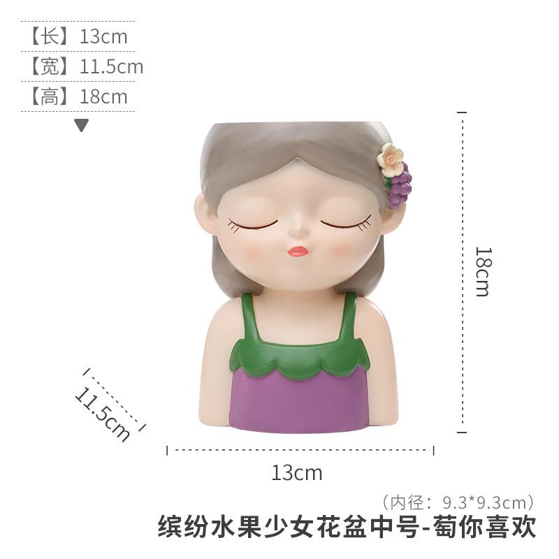 Chậu cây mọng nước hình cô gái resin, chậu mini trang trí ban công, sân vườn và bàn làm việc (RG-237)