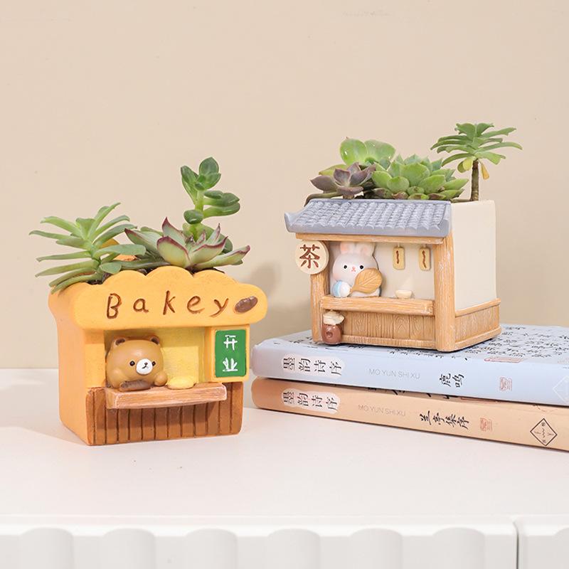 Chậu cây mọng nước hình thỏ resin, chậu mini trang trí bàn, ban công, tiểu cảnh DIY (RG-47)