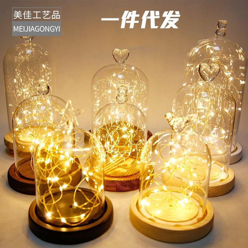 Chụp Thuỷ Tinh Hình Trụ Có Núm Và Đèn Led (MJA-16)