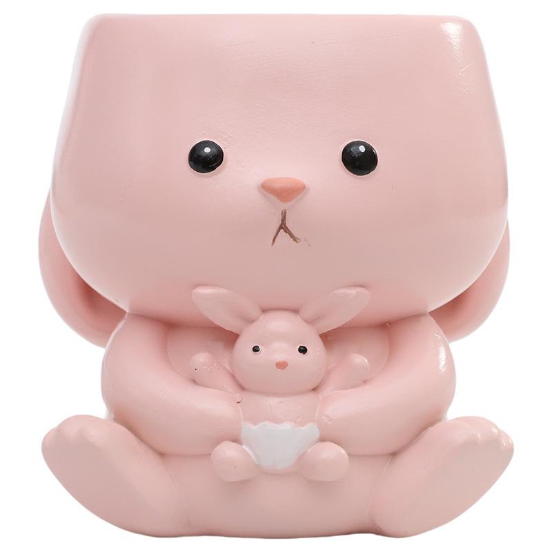 Chậu cây mọng nước hình động vật ôm nhau resin, chậu mini để bàn, đồ thủ công trang trí (RG-85)