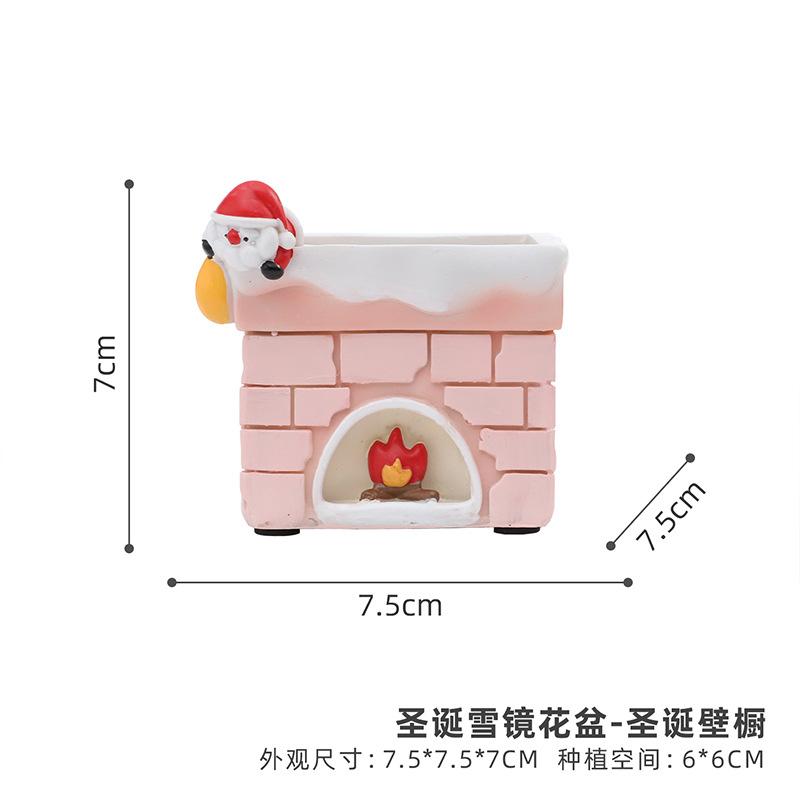 Chậu cây mọng nước Giáng Sinh resin vẽ tay, chậu mini trang trí bàn, tiểu cảnh và sân vườn (RG-205)
