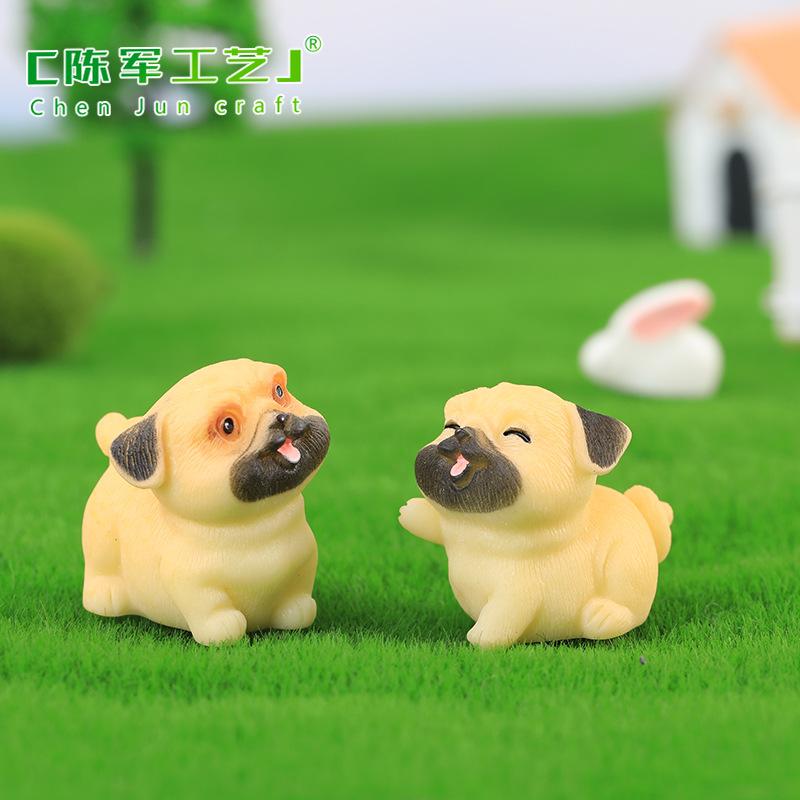 Tiểu cảnh chó Pug dễ thương mini trang trí chậu cây DIY (ZC-1277)