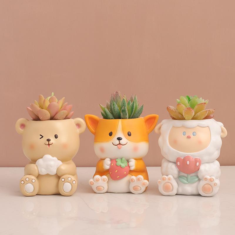 Chậu cây mọng nước hình động vật resin, chậu mini trang trí nhà, văn phòng, ban công và sân vườn (RG-86)