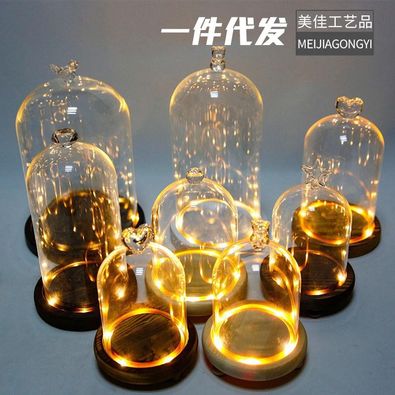 Chụp Thuỷ Tinh Hình Trụ Có Núm Và Đèn Led (MJA-11)