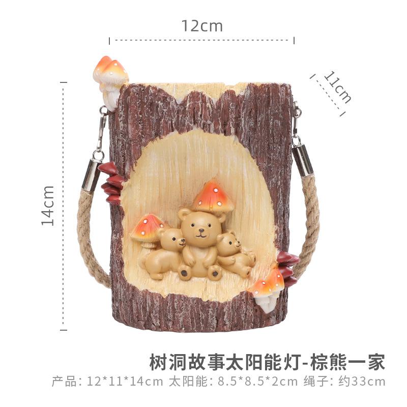 Đèn năng lượng mặt trời hình gốc cây và nhím, đèn sân vườn tiết kiệm điện, trang trí ban công (RG-240)