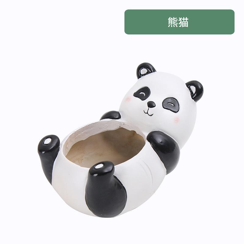 Chậu cây mọng nước hình gấu trúc resin, chậu mini để bàn văn phòng, trang trí tiểu cảnh (RG-144)