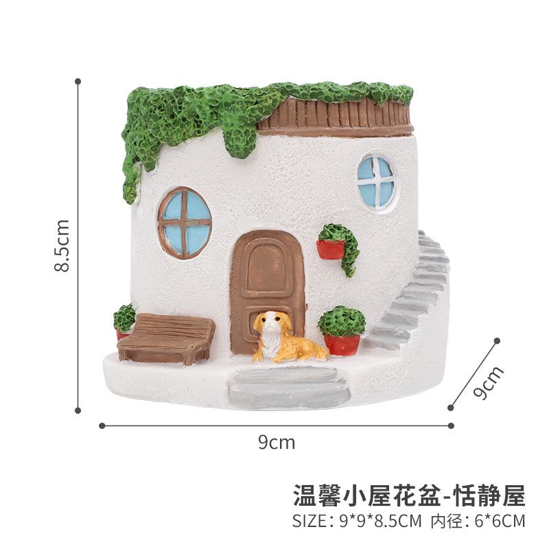 Chậu cây hình biệt thự resin, chậu mọng nước mini, trang trí sân vườn ban công và tiểu cảnh (RG-61)
