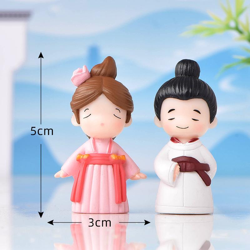 Cặp đôi cổ trang phong cách Trung Quốc trang trí chậu cây (ZC-1012)