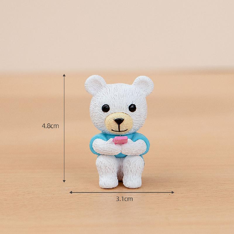 Tiểu cảnh gấu đội nơ đôi dễ thương mini trang trí xe DIY (ZC-1269)