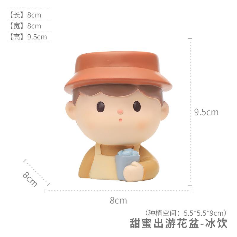Chậu cây mọng nước hình bé gái resin, chậu mini trang trí văn phòng, ban công (RG-48)