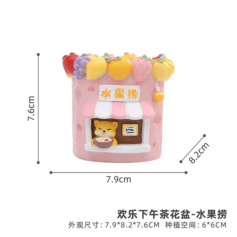 Chậu cây mọng nước hình cửa hàng đồ ăn hoạt hình, chậu mini resin, trang trí nhà và văn phòng (RG-94)