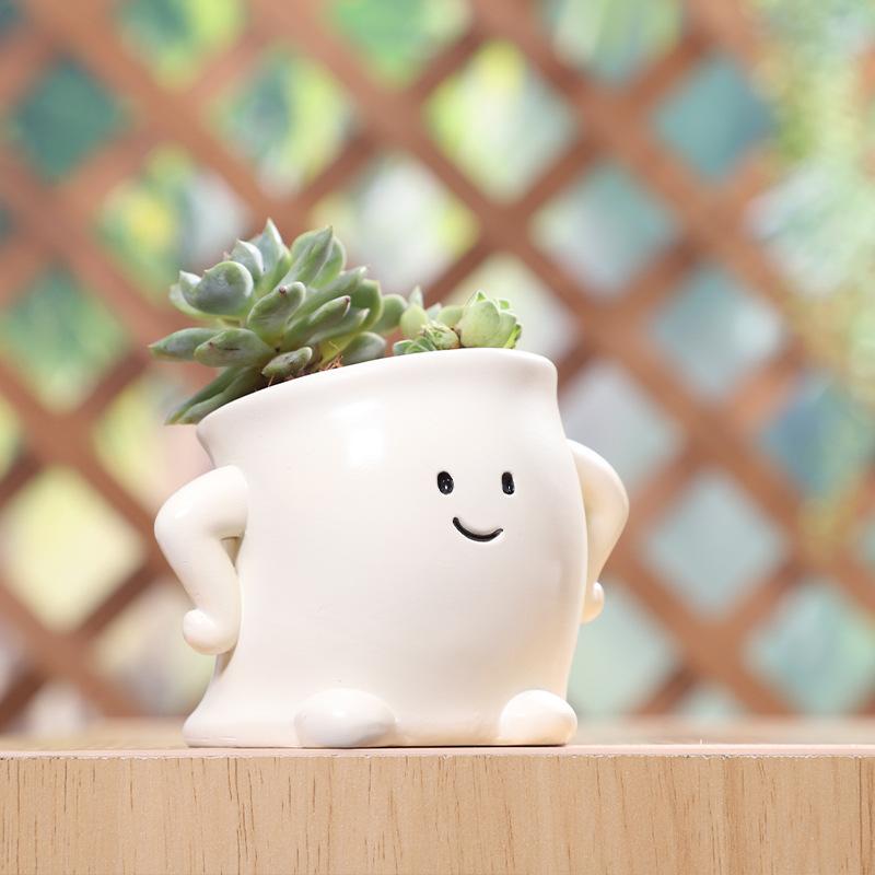Chậu cây mọng nước resin hình nhân vật vui nhộn, chậu mini trang trí ban công, bàn làm việc (RG-7)