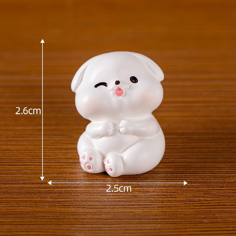 Tiểu cảnh chó trắng mini trang trí xe và bàn DIY dễ thương (ZC-914)