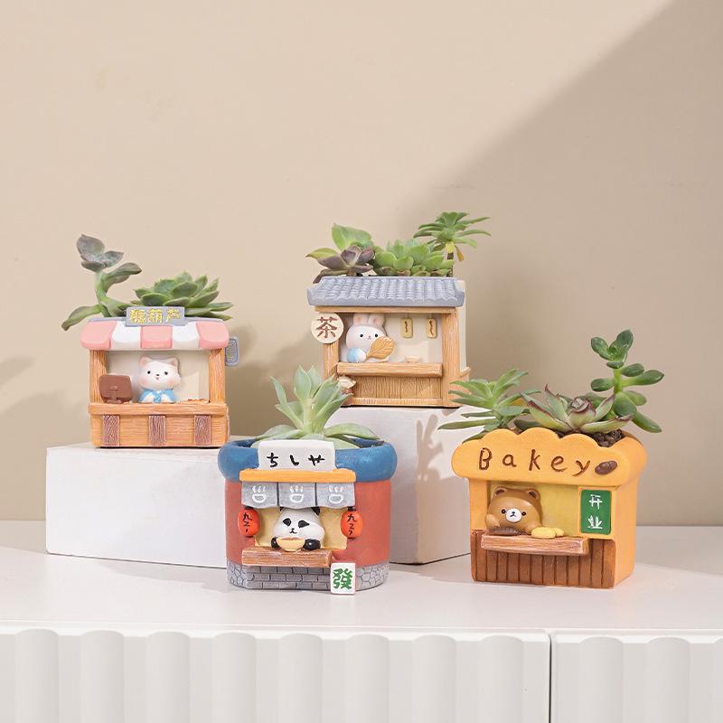 Chậu cây mọng nước hình trứng hoạt hình mặt lười resin, chậu mini để bàn, đồ trang trí vui nhộn (RG-189)